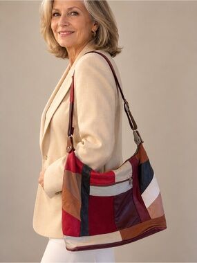 Vintage Multicoloured Structured Handbag Purse 12” x 12”